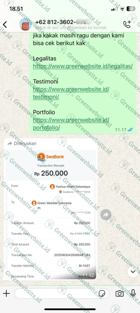 Bukti Transfer Klien 8