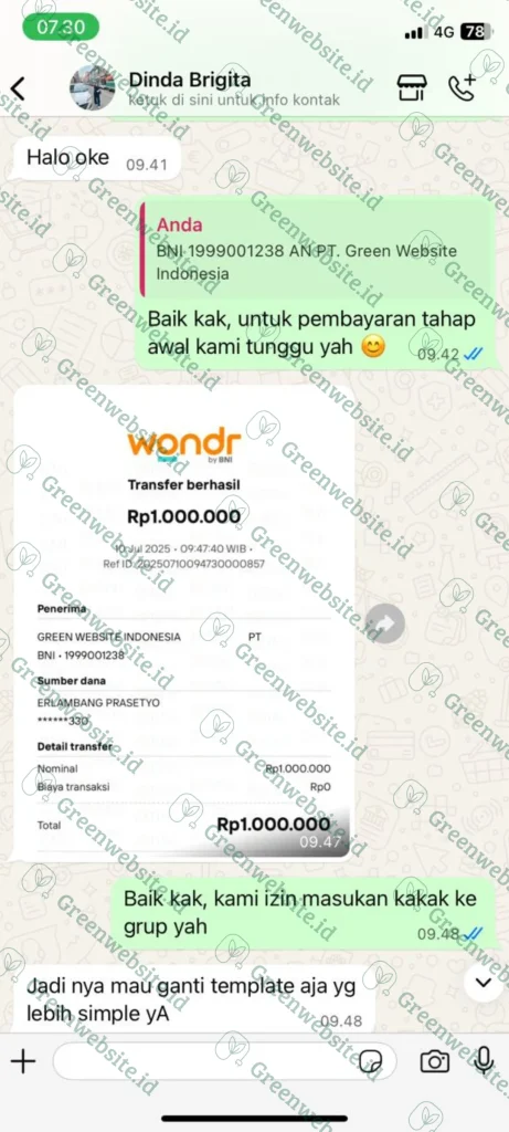 Bukti Transfer Klien 3